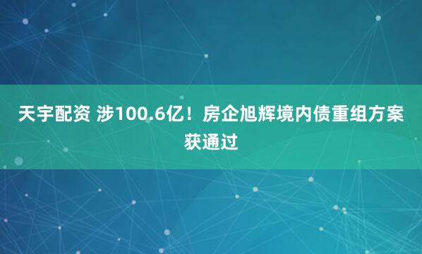 天宇配资 涉100.6亿！房企旭辉境内债重组方案获通过